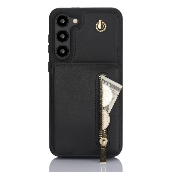 Per Samsung Galaxy S23+ 5G YM006 Custodia per telefono con cerniera Skin Feel con doppio cordino (nero)