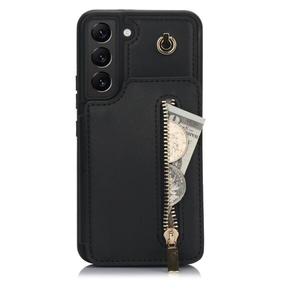 Per Samsung Galaxy S22 5G YM006 Custodia per telefono con cerniera Skin Feel con doppio cordino (nero)