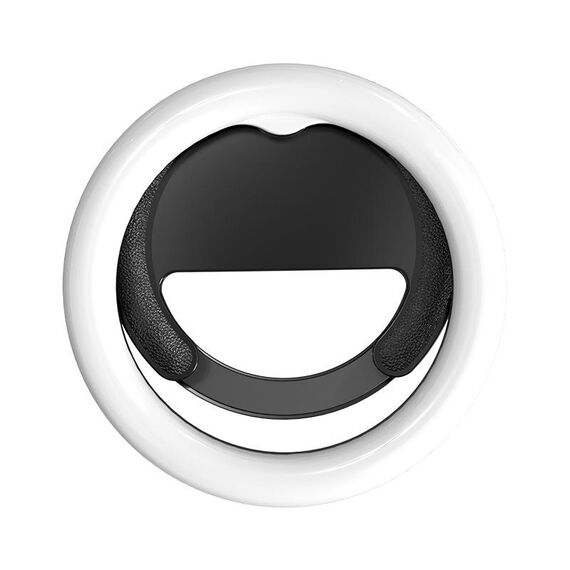Lampada per schermo sbloccata con clip a mezzo anello, luce di riempimento per telefono cellulare da 10 cm (nera)