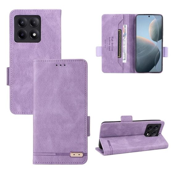 Custodia per telefono in pelle con chiusura magnetica Xiaomi Redmi K70E 5G (viola)