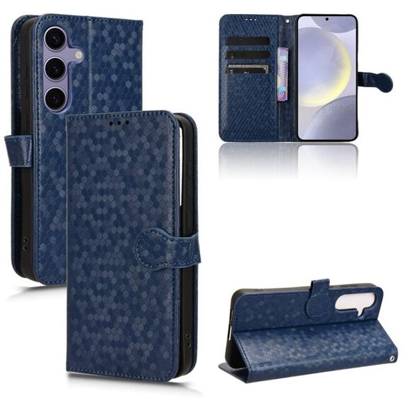 Custodia per telefono in pelle con texture a nido d'ape per Samsung Galaxy S24 5G (blu)