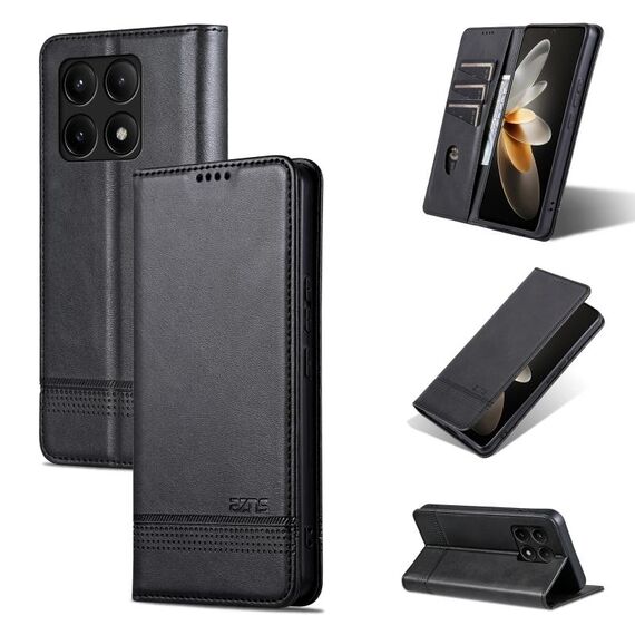 Per Xiaomi Redmi K70/K70 Pro AZNS custodia magnetica in pelle di vitello con vibrazione (nera)