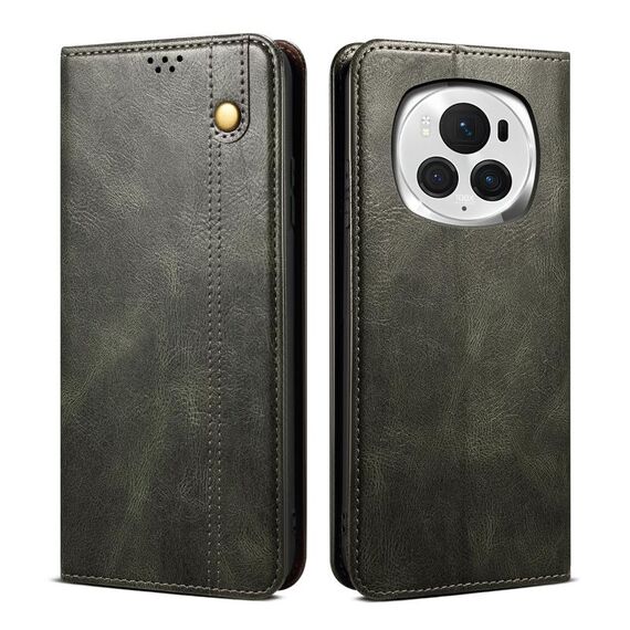 Custodia per telefono in pelle con texture Crazy Horse per cera d'olio Pro Honor Magic6 Pro (verde)