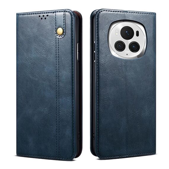 Custodia per telefono in pelle con texture Crazy Horse per cera d'olio Pro Honor Magic6 Pro (blu)