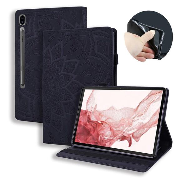 Custodia per tablet in pelle goffrata con texture ultra vitello per Samsung Galaxy Tab S9 (nera)
