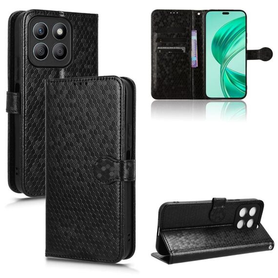 Custodia per telefono in pelle con texture a nido d'ape per Honor X8b (nera)