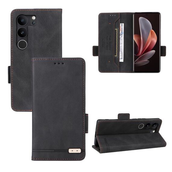 Custodia per telefono in pelle con chiusura magnetica per vivo V29 5G / S17 5G / S17 Pro (nera)