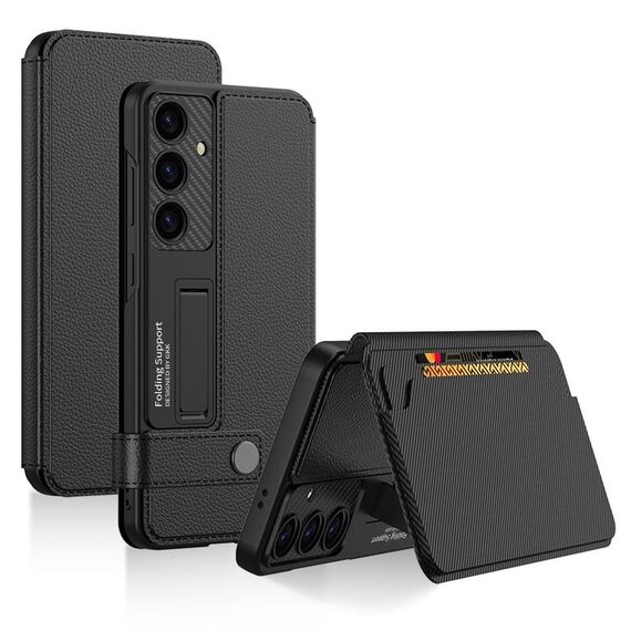 Per Samsung Galaxy S24+ 5G GKK Custodia a portafoglio in pelle con portafoglio, senza penna (nero)