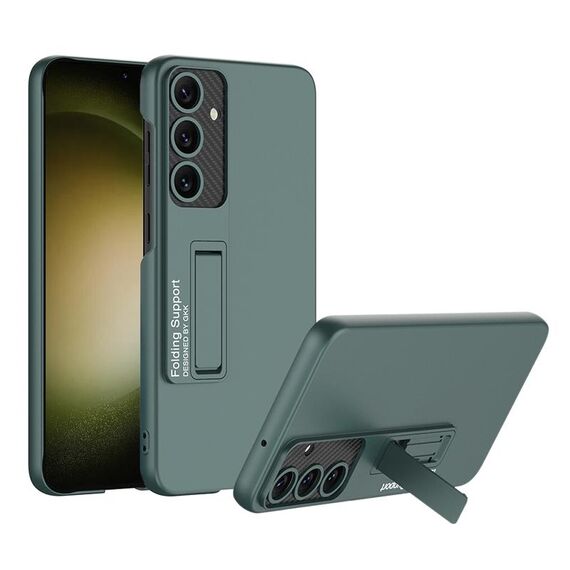 Per Samsung Galaxy S24 5G GKK Custodia per telefono antiurto ultrasottile con supporto (verde foresta)