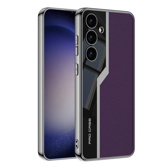 Per Samsung Galaxy S24 5G GKK placcatura TPU + custodia per telefono in pelle Supercar a copertura totale (viola)