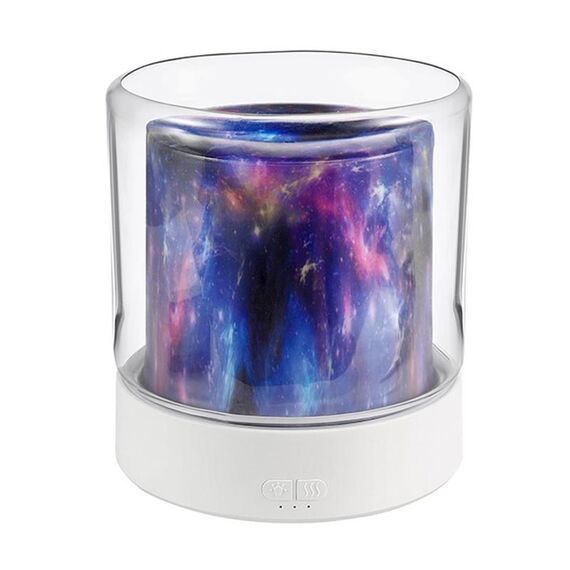 Umidificatore per aromaterapia con fiamma colorata e luce ambientale domestica, diffusore di fragranze da tavolo (bianco)