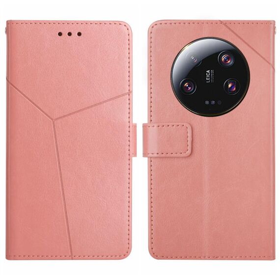 Per Xiaomi 14 Custodia per cellulare in pelle con motivo ultra a forma di Y (rosa)