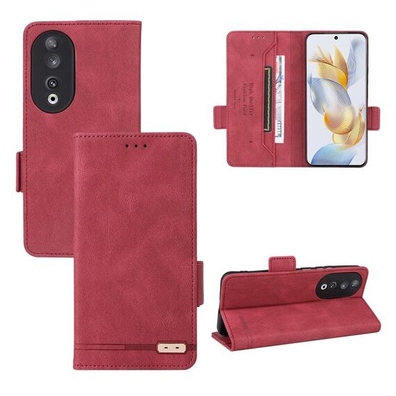 Custodia per cellulare in pelle con chiusura magnetica per Honor 90 (rossa)