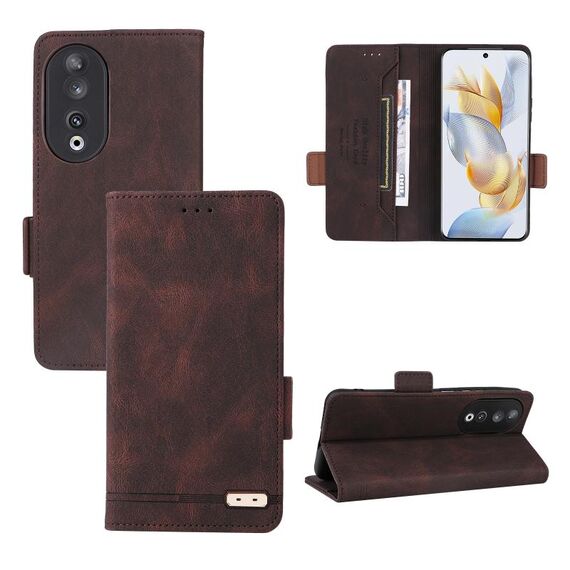 Custodia per telefono in pelle con chiusura magnetica per Honor 90 (marrone)