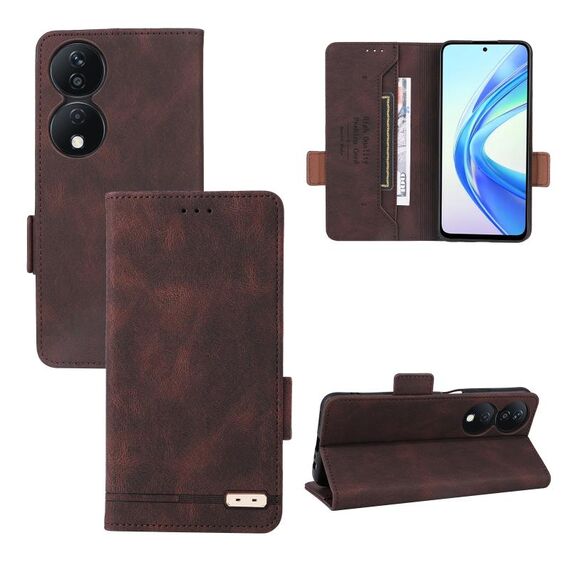 Custodia per cellulare in pelle con chiusura magnetica per Honor X7b (marrone)
