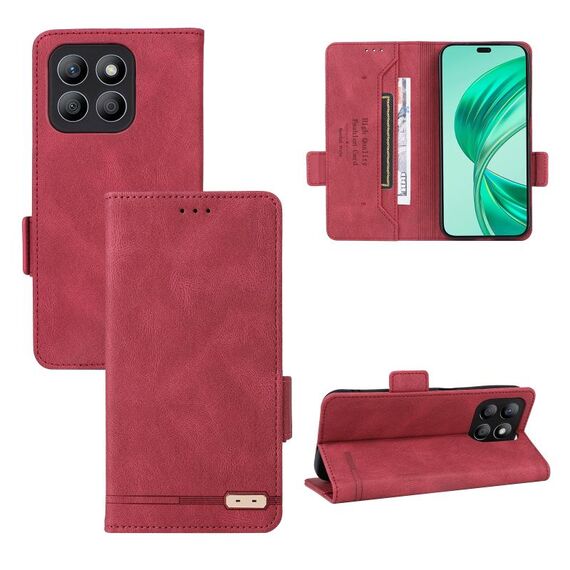 Custodia per telefono in pelle con chiusura magnetica per Honor X8b (rossa)