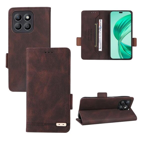 Custodia per telefono in pelle con chiusura magnetica per Honor X8b (marrone)