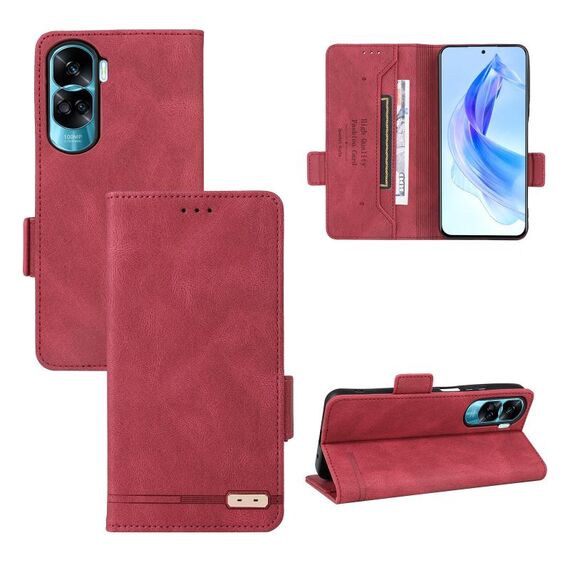 Custodia per telefono in pelle con chiusura magnetica per Honor X50i / 90 Lite (rossa)