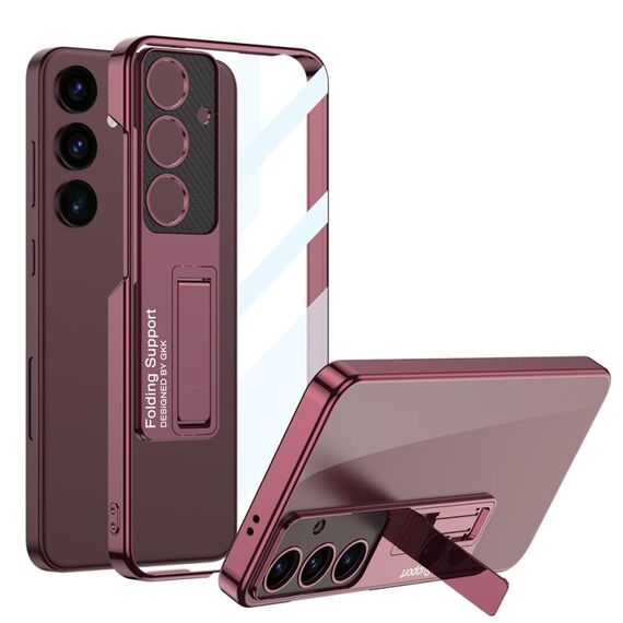 Per Samsung Galaxy S24 5G GKK Custodia protettiva per telefono galvanica a copertura totale con supporto (rosso)