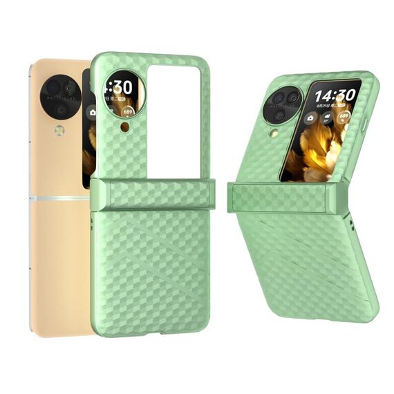 Per OPPO Find N3 Flip 3 in 1 Custodia opaca per PC con motivo a onde e cerniera (verde chiaro)