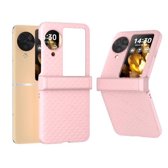 Per OPPO Find N3 Flip 3 in 1 Custodia opaca per PC con motivo a onde e cerniera (rosa)