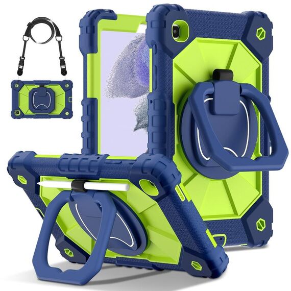 Per Samsung Galaxy Tab A7 Lite 2021 Custodia per tablet PC ibrida in silicone robot con colori a contrasto (giallo blu scuro verde)