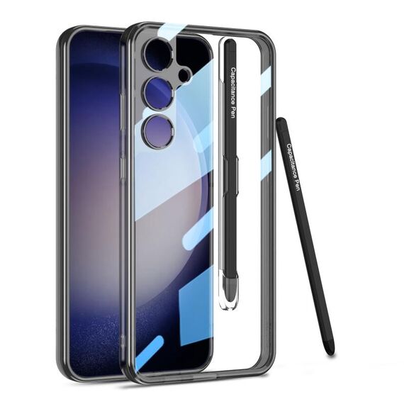 Per Samsung Galaxy S24 5G GKK Space Frame Custodia trasparente per PC + TPU con penna (nero trasparente)