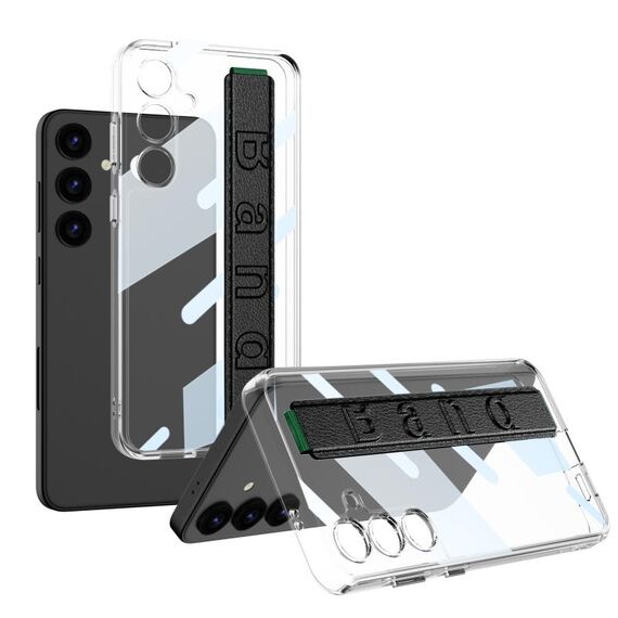 Per Samsung Galaxy S24+ 5G GKK Space Frame Custodia trasparente per PC + TPU con cinturino da polso (nero)