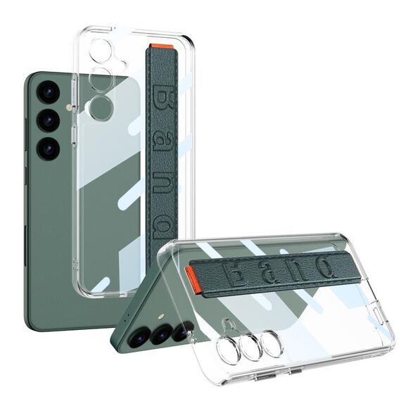 Per Samsung Galaxy S24 5G GKK Space Frame Custodia trasparente per PC + TPU con cinturino da polso (verde)