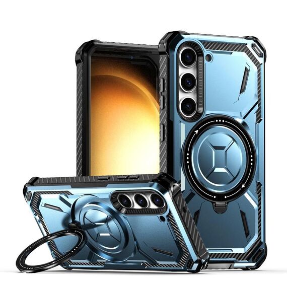 Per Samsung Galaxy S24 5G Custodia per telefono con supporto per serie Armor (blu)
