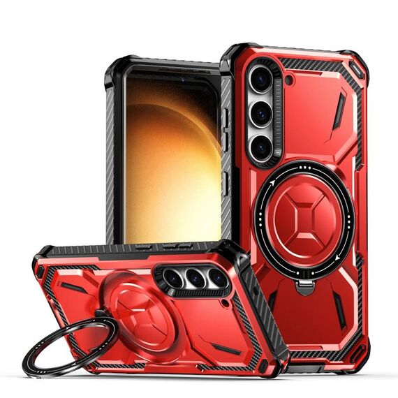 Per Samsung Galaxy S24+ 5G Custodia per telefono con supporto per serie Armor (rossa)