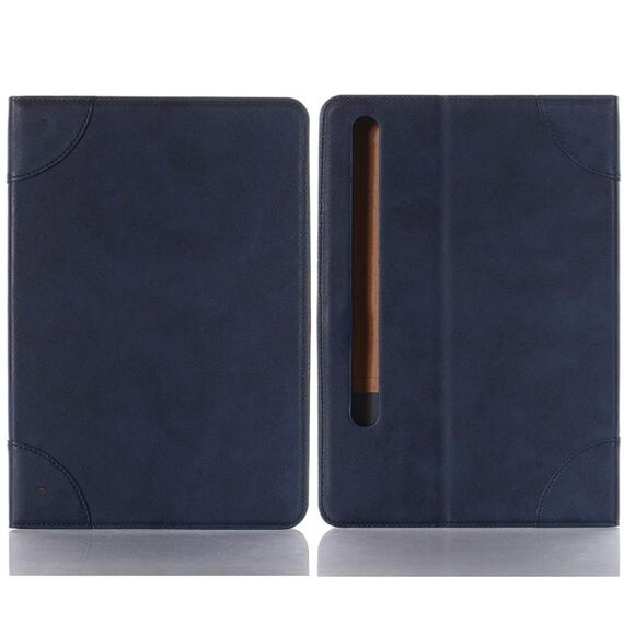 Custodia per tablet in pelle a libro retrò per Samsung Galaxy Tab S9 (blu scuro)