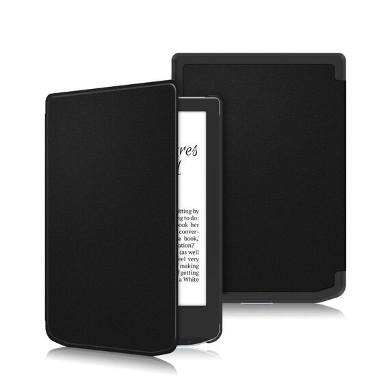 Per PocketBook Verse Pro Custodia per tablet intelligente in pelle con rotelle di tensione in tinta unita (nera)