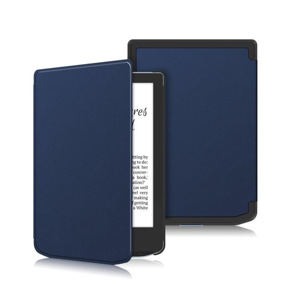 Per PocketBook Verse Pro Custodia per tablet intelligente in pelle con rotelle di tensione in tinta unita (blu scuro)