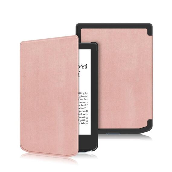 Custodia per tablet Smart in pelle con rotelle a tensione tinta unita per PocketBook Verse Pro (oro rosa)