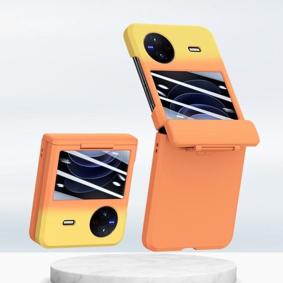 Custodia per telefono pieghevole integrata con albero centrale per vivo X Flip PC Skin Feel (giallo arancione)