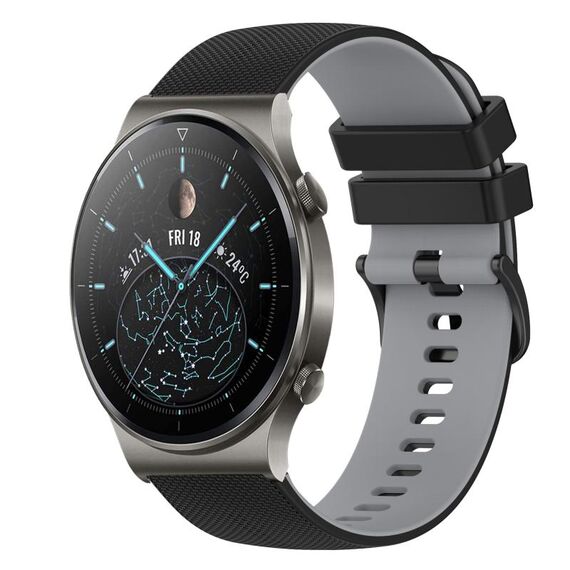 Per Huawei GT2 Pro Cinturino in silicone bicolore a scacchi da 22 mm (nero + grigio)