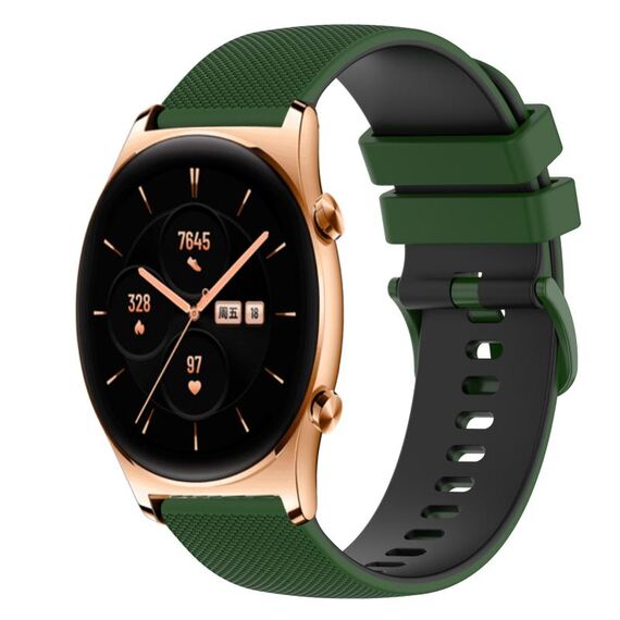 For Honor Watch GS 3 Cinturino in silicone bicolore a scacchi da 22 mm (verde amy + nero)