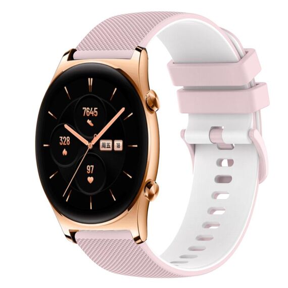 Cinturino per orologio in silicone bicolore a scacchi da 22 mm For Honor Watch GS 3 (rosa + bianco)
