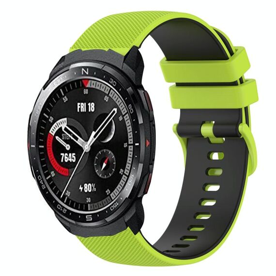 Cinturino per orologio For Honor Watch GS Pro 22 mm a scacchi in silicone bicolore (verde lime + nero)
