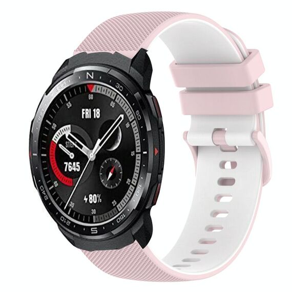 Cinturino per orologio For Honor Watch GS Pro 22 mm a scacchi in silicone bicolore (rosa + bianco)