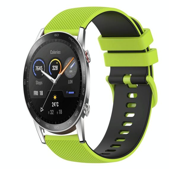 For Honor Magic Watch 2 46mm 22mm Cinturino in silicone bicolore a scacchi (verde lime + nero)