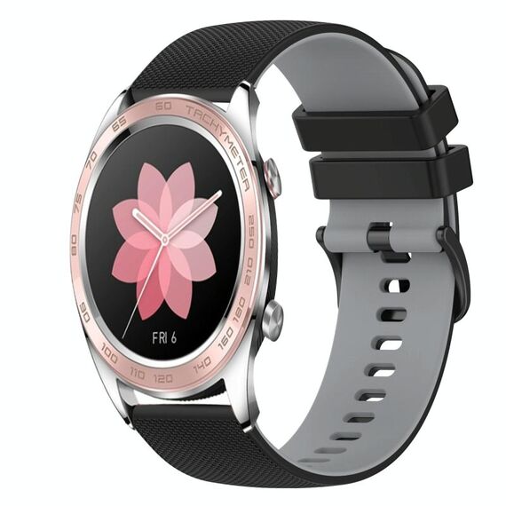 For Honor Watch Dream 22mm Cinturino in silicone bicolore a scacchi (nero + grigio)