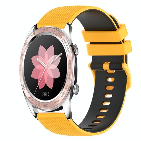 For Honor Watch Dream 22mm Cinturino in silicone bicolore a scacchi (giallo + nero)