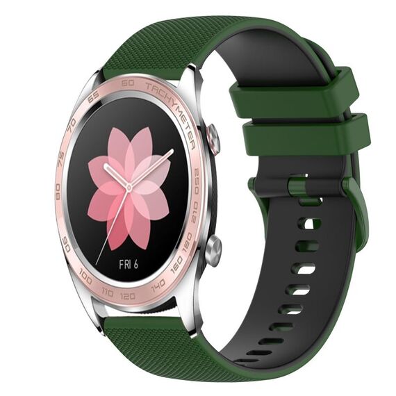 Cinturino per orologio in silicone bicolore a scacchi For Honor Watch Dream da 22 mm (verde amy + nero)