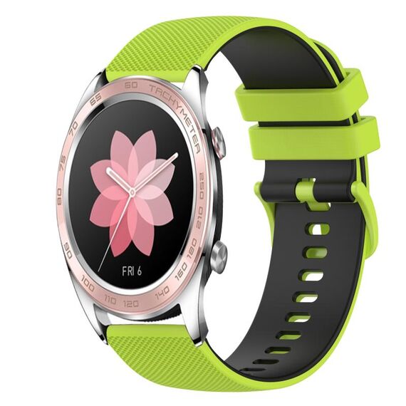 Cinturino per orologio in silicone bicolore a scacchi For Honor Watch Dream da 22 mm (verde lime + nero)