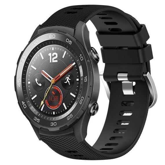 Per Huawei Watch 2 Cinturino per orologio in silicone morbido a tinta unita da 20 mm (nero)