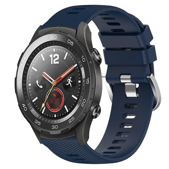 Per Huawei Watch 2 Cinturino per orologio in silicone morbido tinta unita da 20 mm (blu notte)
