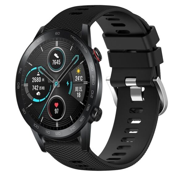 Cinturino per orologio in silicone morbido a tinta unita per Honor MagicWatch2 42 mm 20 mm (nero)