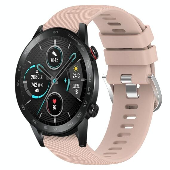 Per Honor MagicWatch2 42mm 20mm Cinturino in silicone morbido a tinta unita (rosa)